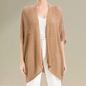 MAX Studio Tan Cameltone Brown Cable Knit Cardigan Shrug Beach Cover-up Resort